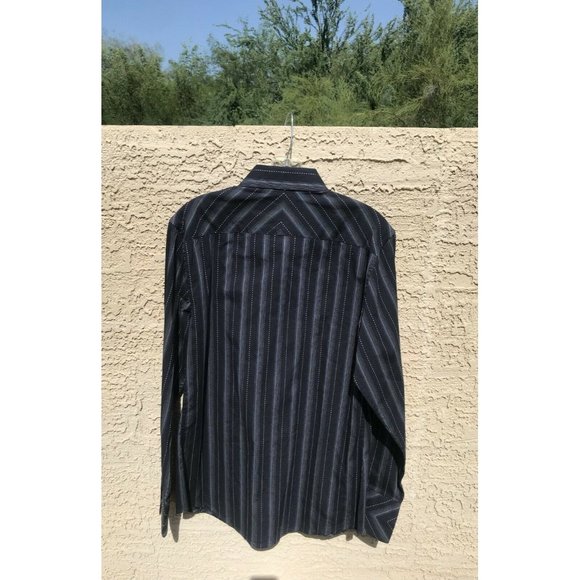 Utility Brand Men's Long Sleeve Button Down Shirt in BLK with Stripes SZ M -NEW - Picture 3 of 9